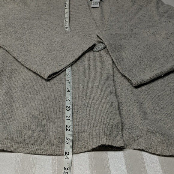 Carole Little Lamb's Cardigan Women Medium Open Front Wool & Angora Beige M - Picture 7 of 8